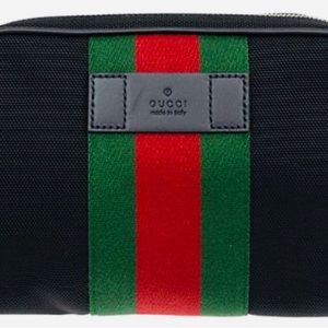 Authentic New GUCCI Black Canvas Crossbody Belt Bag.